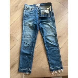 The Great. The Fellow Jeans Womens Size 25 Embellished Straight Leg Button Fly